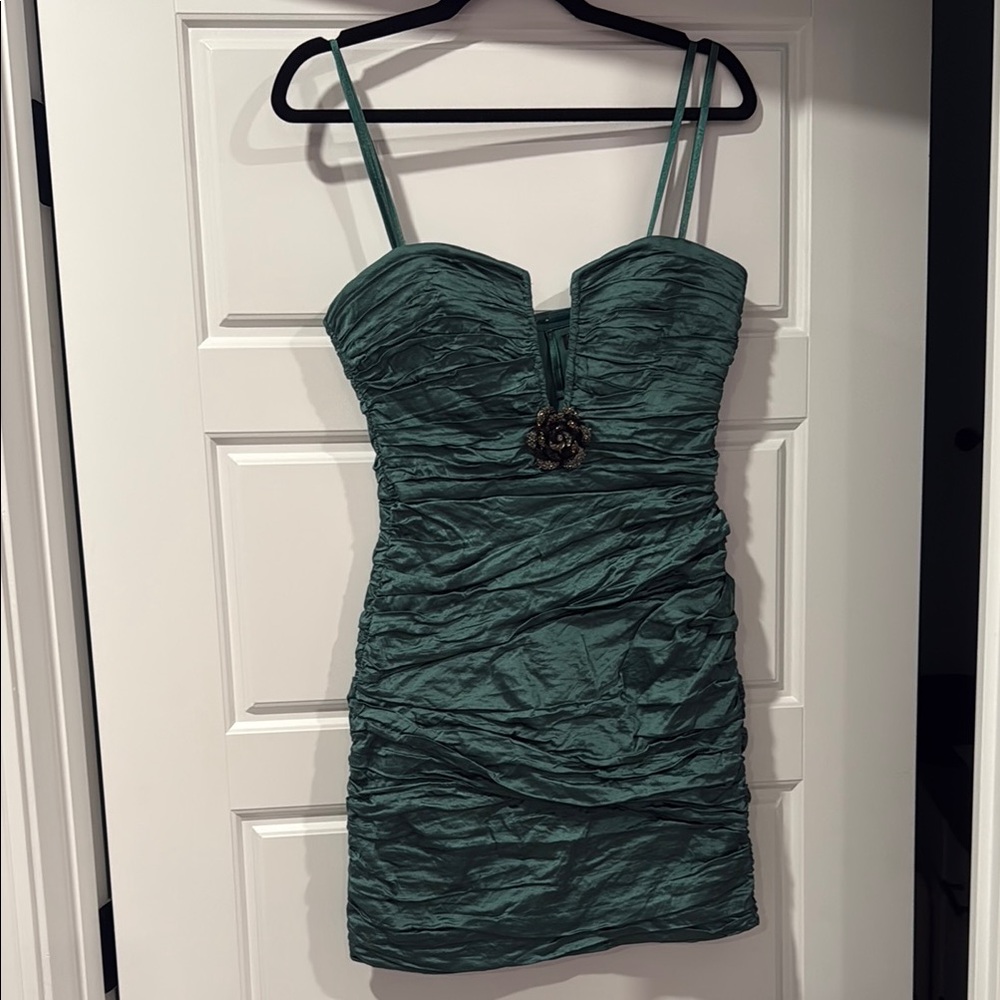 BCBGMaxAzria Emerald Ruched Mini Dress